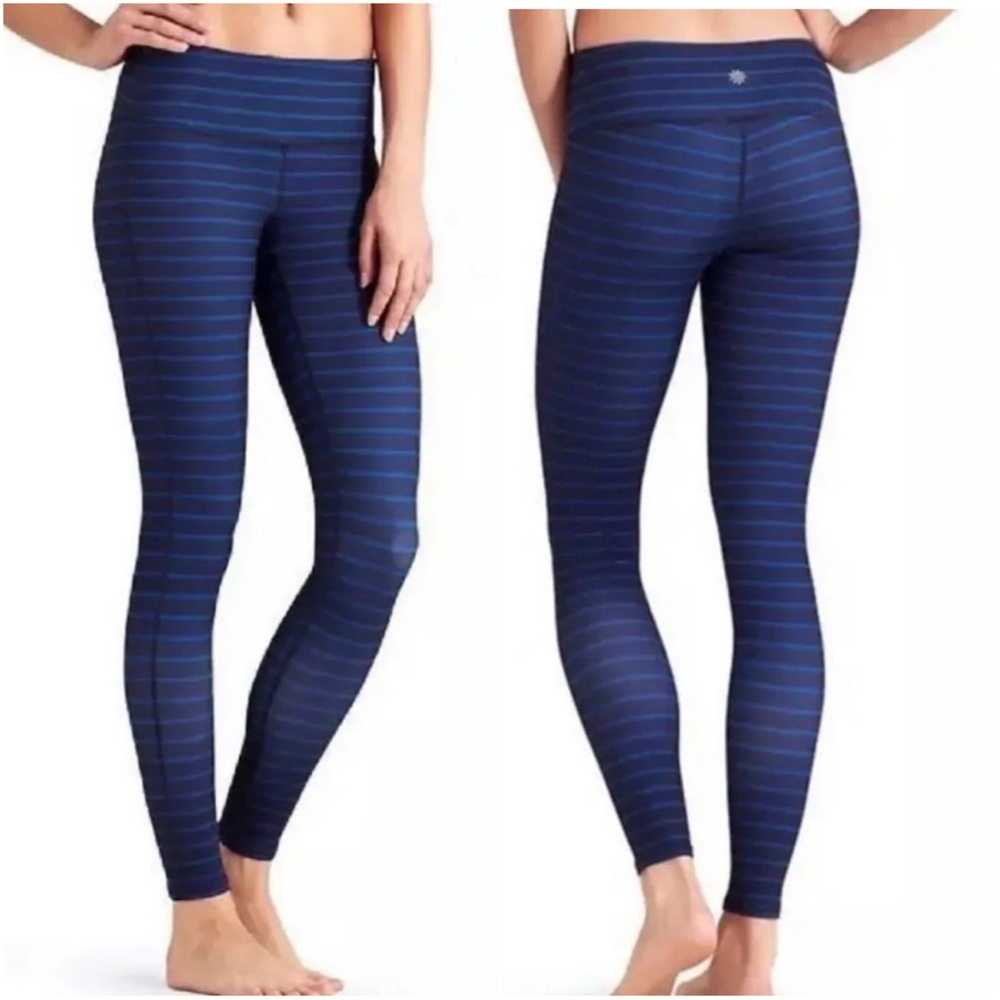 Athleta Blue Striped Leggings Sz. M